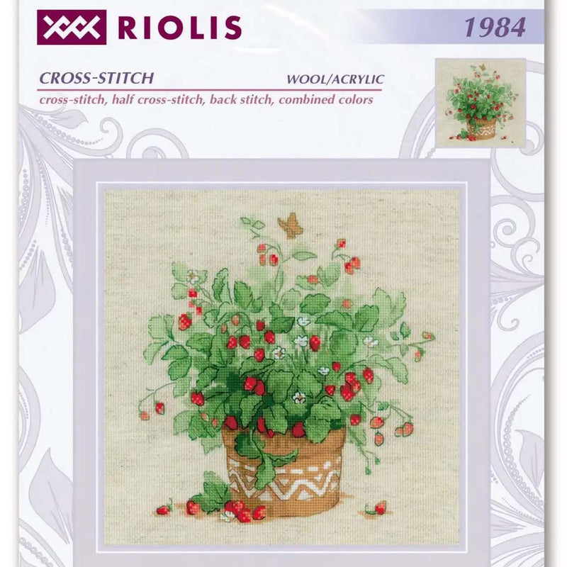 Pot of Strawberries by Riolis Counted Cross Stitch Kit
