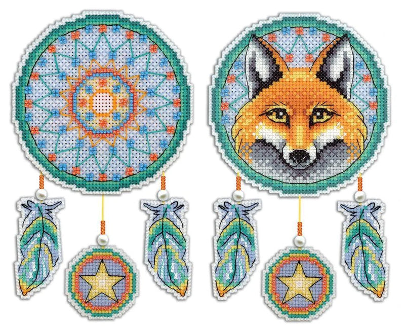 FOX Dream Catcher Double Sided on Plastic Canvas Counted Cross Stitch Kit from M.P. Studia