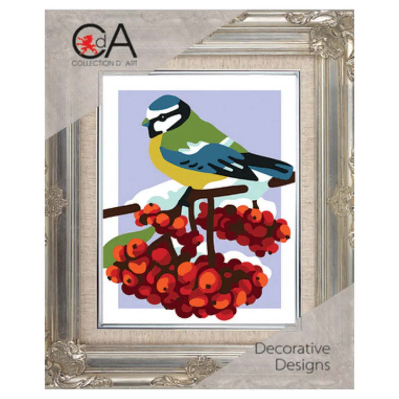 Titmouse Bird Tapestry Printed Kit- Needlepoint Stamped Needlepoint Kit 8x10"