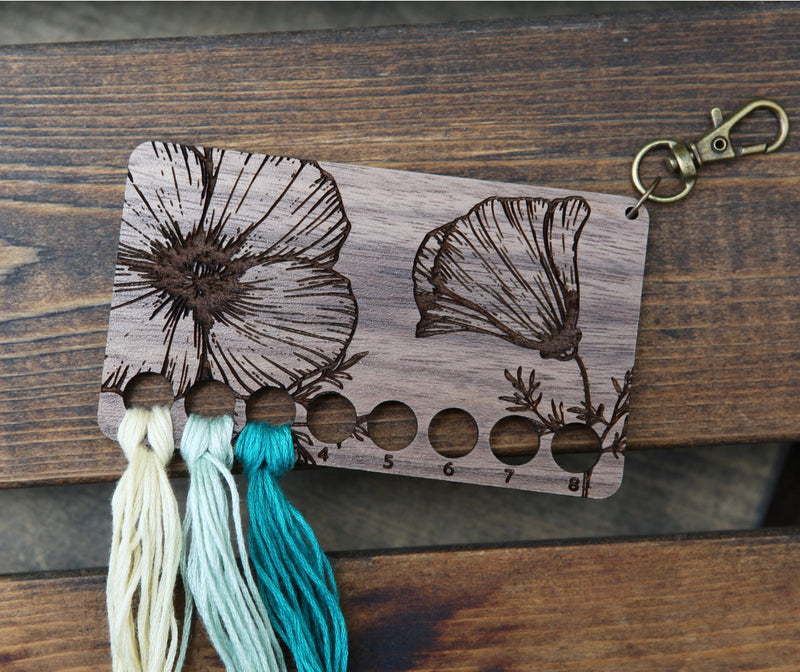 Poppy Embroidery Floss Walnut Storage Holder From Sunrise Grove
