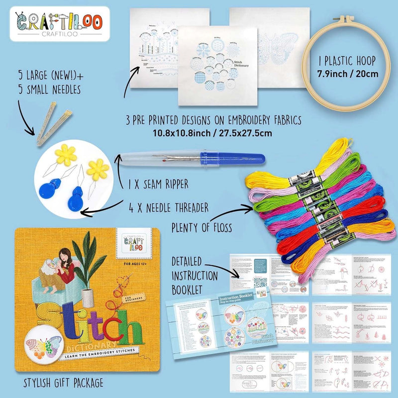 Stitch Dictionary Butterfly Embroidery Kit From Craftiloo