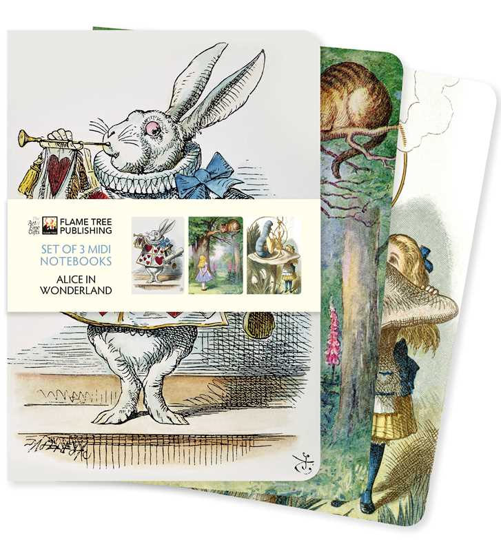 Alice in Wonderland Set of 3 Midi Notebooks From Flame Tree Studios