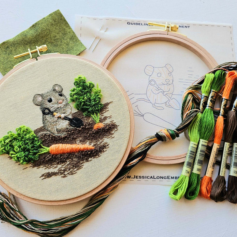 Garden Mouse Intermediate Hand Embroidery Kit By Jessica Long Embroidery
