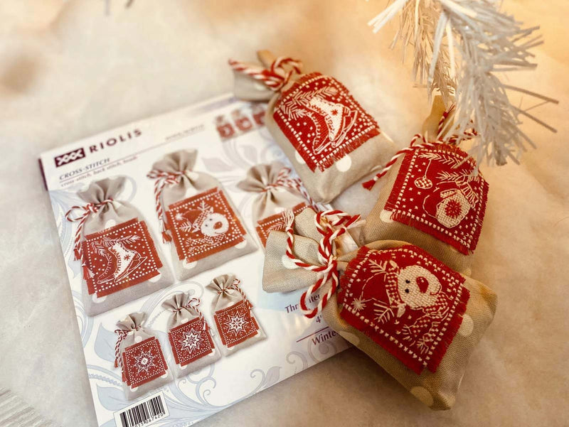 Christmas 2-Winter Gifts Bags by Riolis Counted Cross Stitch Kit