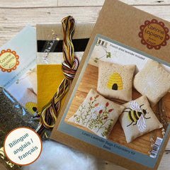 Linen Lavender Bags Embroidery Kit -Bees  From Corinne Lapierre Limited
