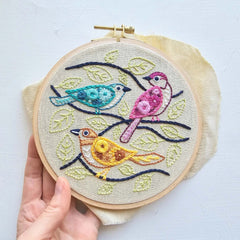 Colorful Birds of a Feather Hand Embroidery Kit By Jessica Long Embroidery