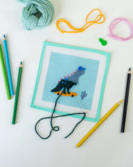 Dino the Skater - Needlepoint Kit For Kids Diy Embroidery By Unwind Studio