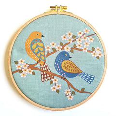 Printed Linen Embroidery Kit Birds & Blossoms  From Corinne Lapierre Limited