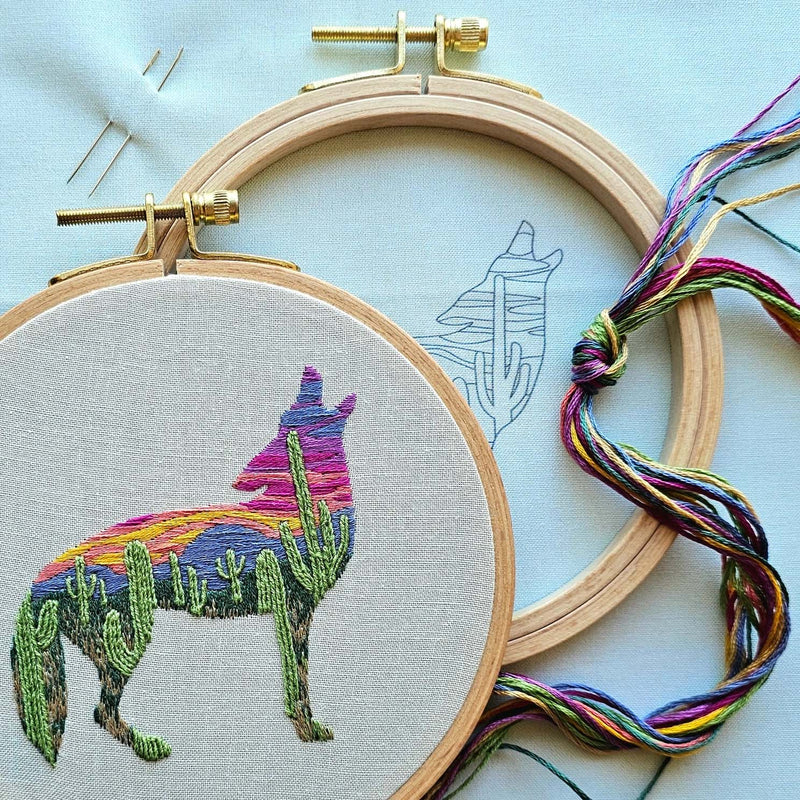 Desert Coyote Embroidery Kit Jessica Long Embroidery