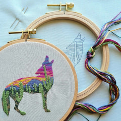 Desert Coyote Embroidery Kit Jessica Long Embroidery