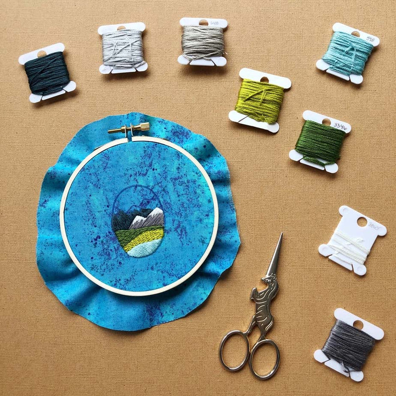 Pnw Mountain Landscape Oval Pin- Diy Beginner Embroidery Craft Kit- By MCreativeJ