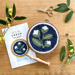 Blue Floral Punch Needle Kit from Urban Acres