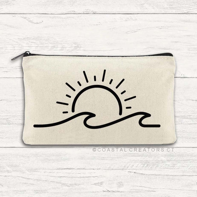 Sun and Waves Multi-Use Canvas Zipper Pouch Bag by Coastal Creations