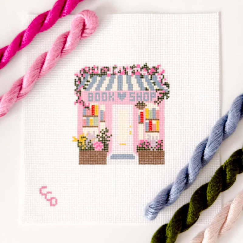 Book Shop Storefront 13 Mesh Needlepoint Hand Painted Canvas By Cotswold Co Designs