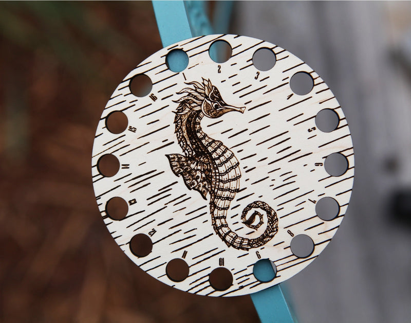 Seahorse Thread Storage Holder - Walnut Wood Embroidery Floss Storage Holder From Sunrise Grove