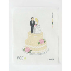 Wedding Cake Pink Roses Needlepoint Hand Painted Canvas 18 Mesh By Perrin Gentry Designs