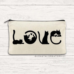 Cat Spells Love Multi-Purpose Canvas Zipper Pouch Canvas Pouch Bag by Coastal Creations