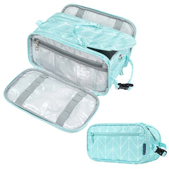 Deluxe Organizer Bag- 3 Inner Sections- Sewing Supply Organizer with Pockets By Pavilia-Teal Chevrons