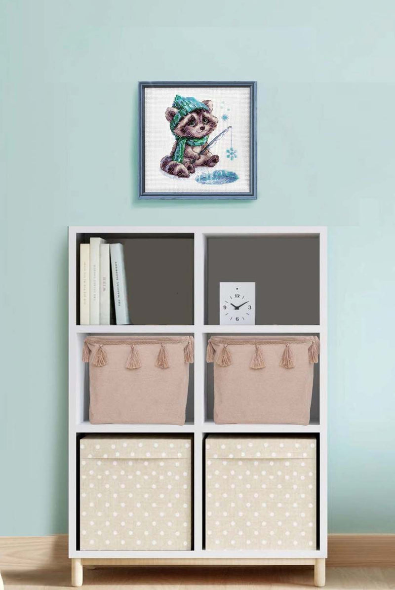 Curious Raccoon Ice Fishing by Riolis Counted Cross Stitch Kit