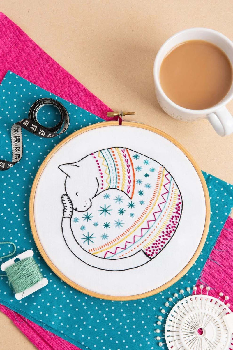 Cat Embroidery Kit  Complete Craft Kit For Beginners From Hawthorn Handmade