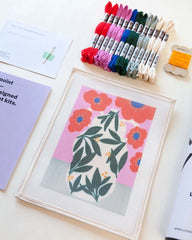 Poppy Pot Kit Diy Needlepoint Kit Embroidery By Unwind Studio