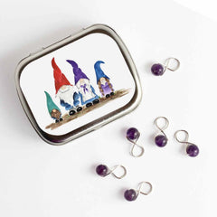 Gnome Family NEEDLE CASE NEEDLE or STITCH MARKER STORAGE - ORGANIZER