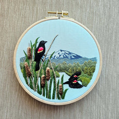 Red-Winged Blackbirds Embroidery Kit Intermediate By Jessica Long Embroidery