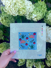 Gardening Square 18 inch Hand Painted Canvas By Morningstar Stitch