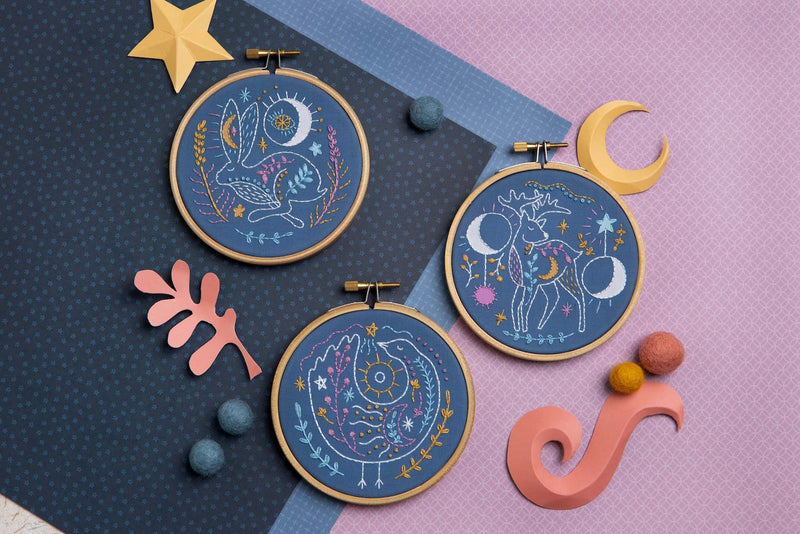 Celestial Bird Mini Embroidery Kit  Complete Craft Kit For Beginners From Hawthorn Handmade