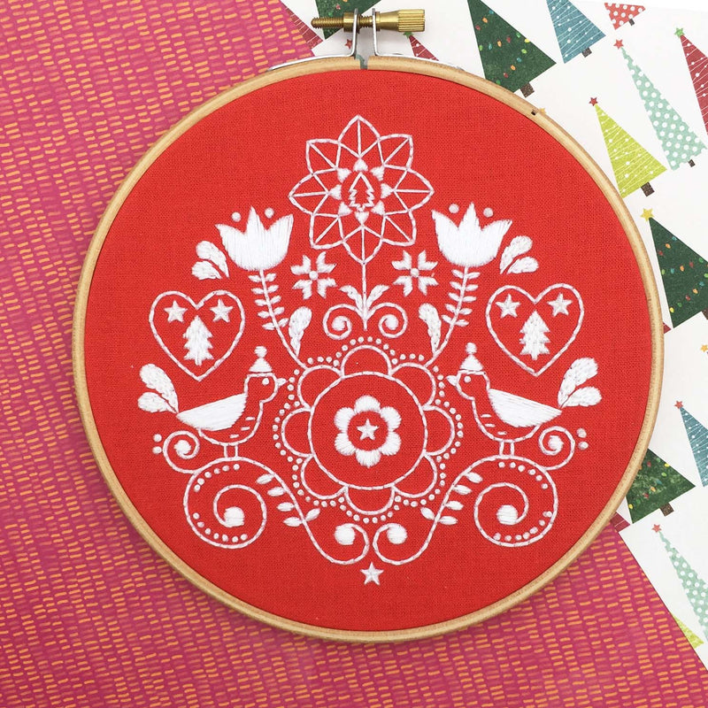 Christmas Design #7 Embroidery Fabric Embroidery Stamped  Fabric By Cinnamon Stitching