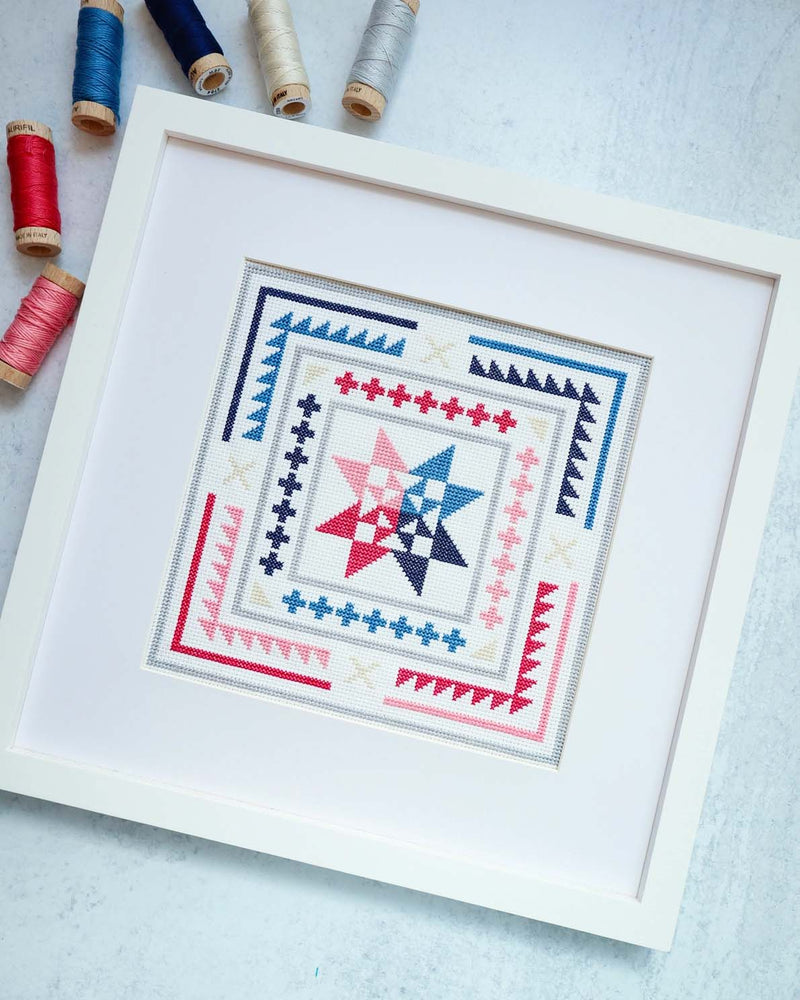 Golden Hour Quilt inspired Cross Stitch Pattern by Cotton and Joy