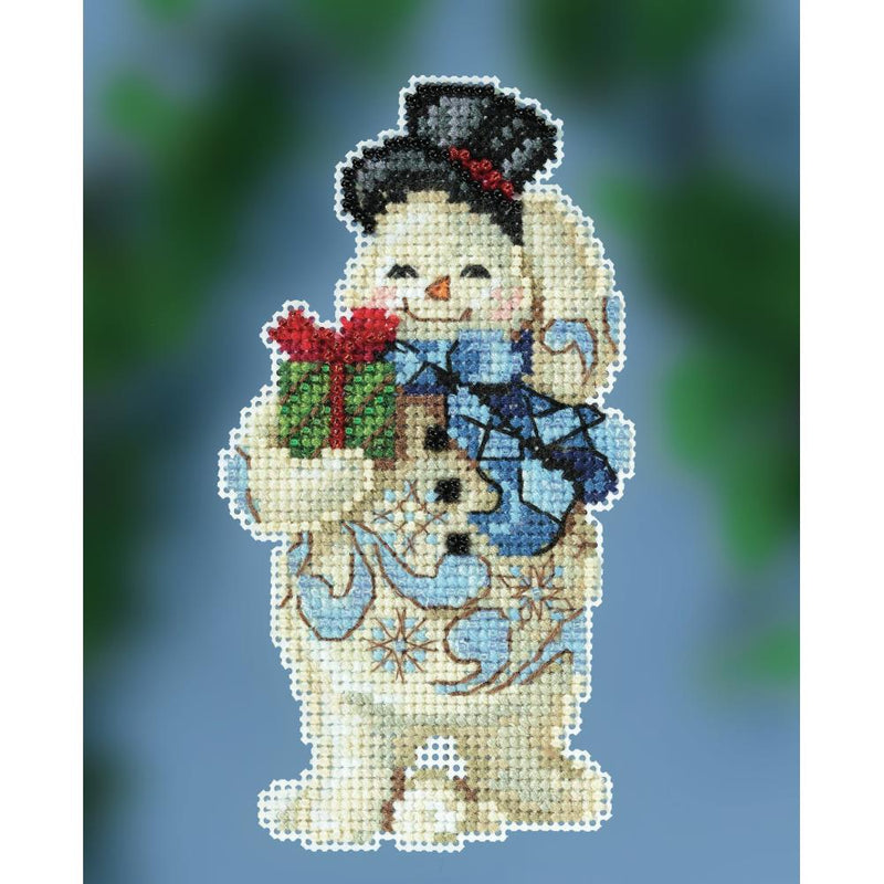 GIFT GIVING SNOWMAN by Jim Shore Counted Cross Stitch Kit -Mill Hill