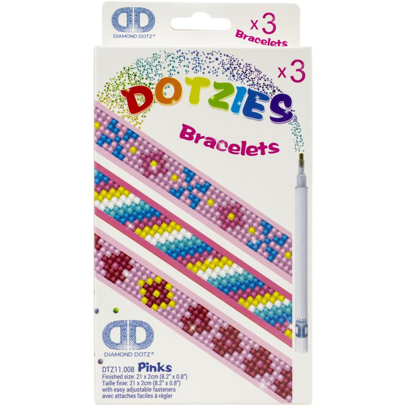 PINK BRACELETS KIT-Diamond Dotz Diamond Bracelets Facet Art Kit 1 inch by 9 inches...3 per package