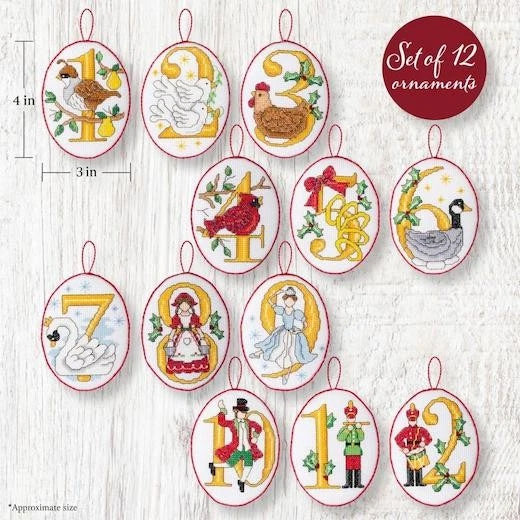 Twelve Days of Christmas Bucilla Counted Cross Stitch Kit 12 Ornaments by Bucilla